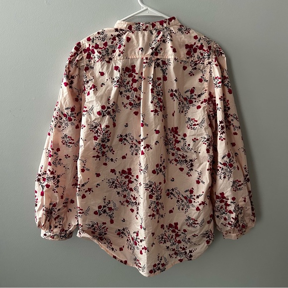 J. Crew Classic-fit collarless puff sleeve shirt in budding floral Pink Size 12 - Picture 11 of 13